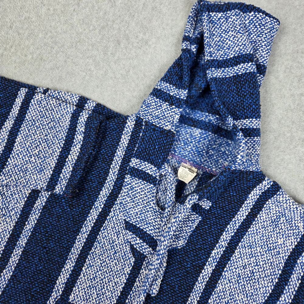 Artesanias Cuamatzi Medium Blue Striped Baja Hoodie